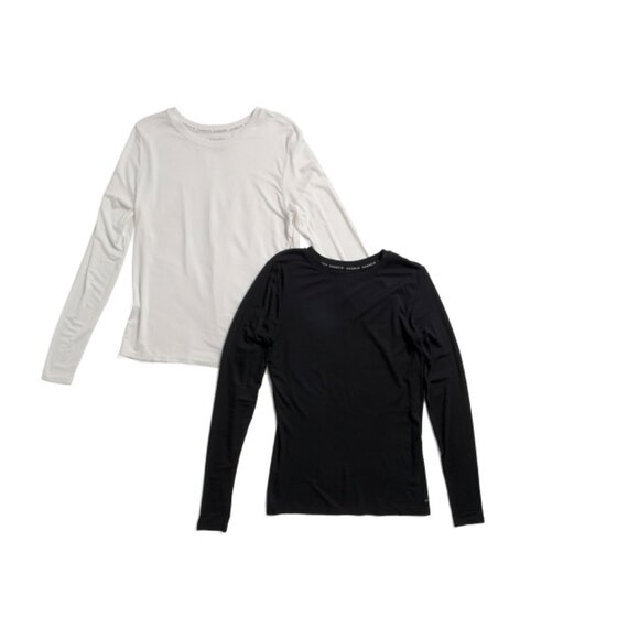 DANSKIN White/Black 2pk Long Sleeve Tops - Picture 1 of 2